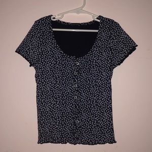 brandy melville blue floral zelly top